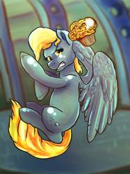 Size: 800x1067 | Tagged: safe, artist:jrrhack, derpy hooves, pegasus, pony, g4, female, mare, muffin, solo