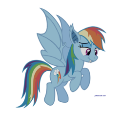 Size: 1938x1830 | Tagged: safe, artist:auroracuno, rainbow dash, bat pony, pony, g4, bat ponified, fangs, female, race swap, rainbowbat, simple background, solo, transparent background, vector