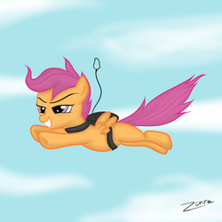 Size: 1024x1024 | Tagged: safe, artist:zonra, scootaloo, g4, female, skydiving, solo