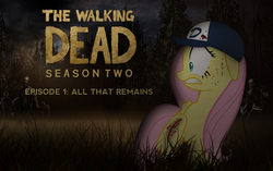 Size: 1275x800 | Tagged: safe, artist:flare-chaser, fluttershy, zombie, g4, clementine (walking dead), game, telltale games, the walking dead