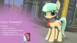 Size: 3840x2160 | Tagged: safe, artist:postal-code, coco pommel, g4, rarity takes manehattan, 3d, female, gmod, solo