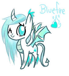 Size: 1000x1100 | Tagged: safe, artist:geekpony, oc, oc only, oc:bluefire, alicorn, dracony, dragon, hybrid, pony, alicorn oc, cute, heart, looking at you, smiling, solo, wink