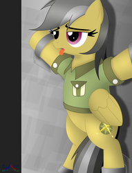 Size: 1805x2366 | Tagged: safe, artist:iflysna94, daring do, pony, g4, bondage, female, mare, solo, spread eagle, tongue out