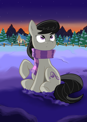 Size: 2893x4092 | Tagged: safe, artist:corina93, octavia melody, g4, clothes, female, scarf, snow, solo, winter