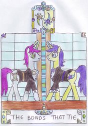 Size: 749x1066 | Tagged: safe, artist:chatsium, comet tail, written script, g4, clothes, magic, siblings, twins