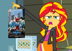 Size: 800x567 | Tagged: safe, sunset shimmer, equestria girls, g4, exploitable meme, meme, smurfs, sunset is disgusted, the smurfs