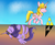 Size: 1024x834 | Tagged: safe, artist:heedheed, alicorn, pony, cute, eyes closed, frown, gritted teeth, happy, ponified, princess hilda, princess zelda, sad, smiling, spread wings, the legend of zelda, the legend of zelda: a link between worlds, tired, triforce, trotting