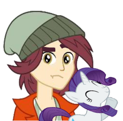 Size: 300x296 | Tagged: safe, normal norman, rarity, pony, equestria girls, g4, 4chan, background human, holding, normity