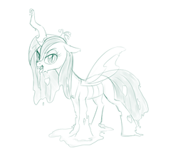 Size: 800x700 | Tagged: safe, artist:jessy, queen chrysalis, goo pony, original species, g4, female, monochrome, solo