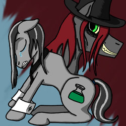 Size: 894x894 | Tagged: safe, artist:ladyfafnear, crying, dr jekyll and mr hyde, ponified, sad