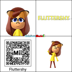 Size: 600x600 | Tagged: safe, artist:rainbowmario11, fluttershy, human, g4, 3ds, barely pony related, humanized, mii, qr code, wii u