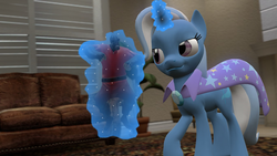 Size: 1024x576 | Tagged: safe, artist:fezwearingdoctor, trixie, g4, 3d, gmod, pyro (tf2), shrinking, team fortress 2