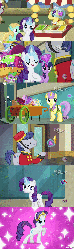 Size: 450x1502 | Tagged: safe, globe trotter, neigh sayer, rarity, rosy gold, spike, sunshine petals, twilight sparkle, welcome inn, wetzel, alicorn, pony, g4, rarity takes manehattan, animated, female, hashtag, mare, twilight sparkle (alicorn)