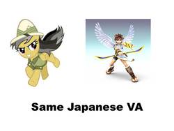 Size: 960x720 | Tagged: safe, daring do, g4, exploitable meme, japan, japanese, kid icarus, kid icarus: uprising, meme, minami takayama, pit (kid icarus), same voice actor