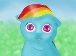 Size: 847x629 | Tagged: safe, artist:waggytail, rainbow dash, fluffy pony, g4, female, fluffydash, solo, staring into my soul