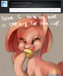 Size: 663x800 | Tagged: dead source, safe, artist:dhui, pinkie pie, g4, eyes closed, female, solo, tea, tired pie, tumblr