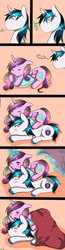 Size: 1024x3910 | Tagged: safe, artist:sasaki-kasumi, princess cadance, shining armor, g4, blanket, comic, magic, sleeping