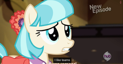 Size: 1600x830 | Tagged: safe, screencap, coco pommel, g4, rarity takes manehattan, female, meme, russian, solo, text, youtube caption