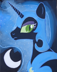 Size: 2963x3704 | Tagged: safe, artist:brownwolffm, nightmare moon, g4, female, solo, traditional art