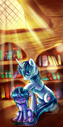 Size: 2500x5000 | Tagged: safe, artist:aquagalaxy, shining armor, twilight sparkle, g4, book, filly, younger