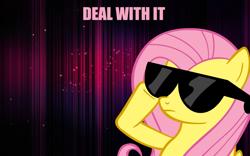 Size: 1920x1200 | Tagged: safe, fluttershy, g4, deal with it, female, meme, solo, sunglasses, wallpaper