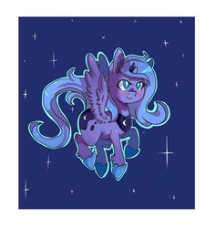 Size: 2382x2524 | Tagged: safe, artist:tomat-in-cup, princess luna, alicorn, pony, g4, female, flying, hoof shoes, jewelry, mare, night, peytral, s1 luna, solo, stars, tiara