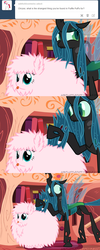 Size: 650x1625 | Tagged: safe, artist:mixermike622, queen chrysalis, oc, oc:fluffle puff, tumblr:ask fluffle puff, g4, tumblr