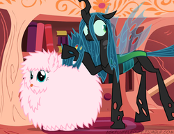 Size: 650x500 | Tagged: safe, artist:mixermike622, queen chrysalis, oc, oc:fluffle puff, g4, portal