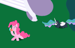 Size: 1175x750 | Tagged: safe, artist:hakar-kerarmor, pinkie pie, princess celestia, ask four inept guardponies, g4, tumblr