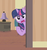 Size: 414x440 | Tagged: safe, screencap, twilight sparkle, alicorn, pony, rarity takes manehattan, angry, bangs, cropped, door, female, frown, manefair hotel, manehattan, mare, open mouth, reaction image, solo, twilight sparkle (alicorn), uvula, yelling, you're welcome