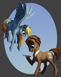 Size: 2830x3583 | Tagged: safe, artist:hoofboot, derpy hooves, doctor whooves, time turner, pegasus, pony, g4, doctor who, female, mare, sonic screwdriver