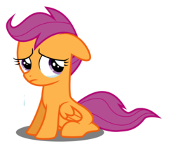 Size: 7282x6000 | Tagged: safe, artist:byteslice, scootaloo, pegasus, pony, g4, absurd resolution, crying, female, sad, scootasad, simple background, sitting, solo, transparent background, vector