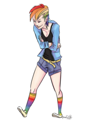 Size: 600x800 | Tagged: safe, artist:crystalbullet, rainbow dash, human, g4, female, humanized, light skin, solo