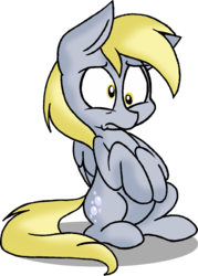 Size: 995x1392 | Tagged: safe, artist:strangiesleepy, derpy hooves, pegasus, pony, g4, disturbed, female, mare, reaction, simple background, solo