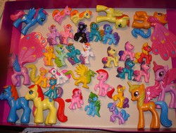 Size: 1536x1152 | Tagged: safe, applejack, gilda, pinkie pie, princess cadance, rainbow dash, rarity, surprise, twilight sparkle, zecora, griffon, zebra, g4, blind bag, bootleg, brushable, collection, glimmer wings, irl, photo, recolor, swapped cutie marks, toy, wonderbolts