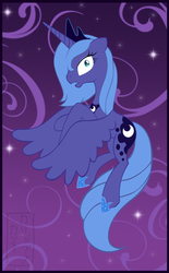 Size: 743x1200 | Tagged: safe, artist:kerijiano, princess luna, g4, female, flying, s1 luna, solo