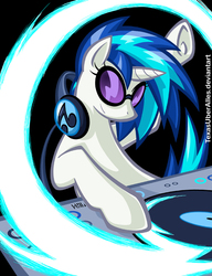 Size: 553x720 | Tagged: safe, artist:texasuberalles, dj pon-3, vinyl scratch, pony, unicorn, g4, female, record, solo, turntable