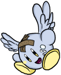 Size: 360x444 | Tagged: safe, artist:reyjjj, derpy hooves, pegasus, pony, puffball, g4, crossover, female, kirby, kirby (series), kirby derpy, kirbyfied, mare, simple background, solo, species swap, transparent background