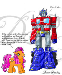 Size: 600x719 | Tagged: safe, artist:atticart, sparkleworks, g1, g3, optimus prime, transformers