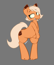 Size: 719x865 | Tagged: safe, artist:owl-eyes, oc, oc only, oc:lumo, pony, :p, bedroom eyes, bipedal, cute, lip bite, looking back, simple background, smiling, solo, tongue out