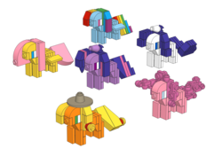 Size: 1380x929 | Tagged: safe, artist:pasukaru76, applejack, fluttershy, pinkie pie, rainbow dash, rarity, twilight sparkle, g4, diagram, lego, mane six