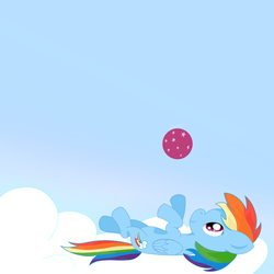 Size: 4000x4000 | Tagged: safe, rainbow dash, g4, ball, cloud, female, solo