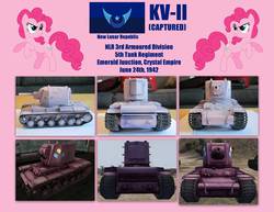 Size: 3300x2550 | Tagged: safe, pinkie pie, g4, barely pony related, kv-2, tank (vehicle), world of tanks, world war ii
