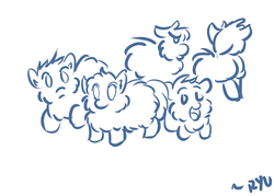 Size: 1750x1250 | Tagged: safe, artist:ryunnosuke, fluffy pony, fluffy pony original art, herd, sketch