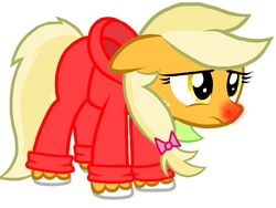 Size: 2048x1536 | Tagged: safe, artist:birdspirit, apple goldrush, bow, braid, clothes, cold, red nosed, sick, simple background, solo, vector, white background