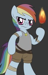 Size: 719x1112 | Tagged: safe, artist:drawponies, rainbow dash, pegasus, pony, g4, awesome, bipedal, cool, female, game poster design, pendant, radical, rainbow croft, simple background, sketch, solo, tomb raider, torch