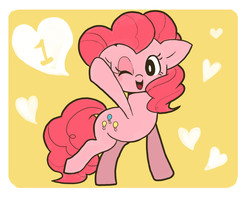 Size: 723x577 | Tagged: safe, artist:osaru_onsen, pinkie pie, earth pony, pony, g4, 1, cute, diapinkes, female, looking at you, mare, one eye closed, pixiv, solo, wink