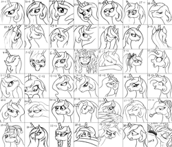 Size: 1400x1200 | Tagged: safe, artist:nalesia, princess celestia, g4, alcohol, alternate hairstyle, blushing, christmas, drinking, drunk, feather, female, glasses, happy new year, hat, messy mane, monochrome, pipe, santa hat, sherlock holmes, sketch, smoking, solo