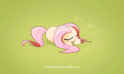 Size: 2300x1380 | Tagged: safe, artist:aurura, fluttershy, butterfly, g4, blushing, cute, eyes closed, female, grass, pixiv, sleeping, solo, wallpaper