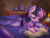 Size: 4000x3000 | Tagged: safe, artist:kyodashiro, twilight sparkle, alicorn, pony, g4, book, chest fluff, female, high res, human shoulders, lying down, mare, prone, reading, solo, twilight sparkle (alicorn)